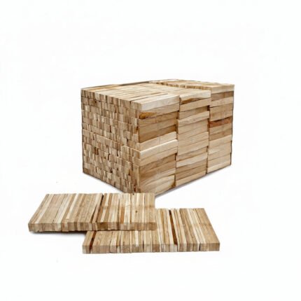 Bastelklötzchen Holzleisten Eiche mit Rinde - Karton 38 Platten